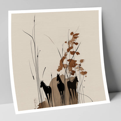 Serenity in the Reeds wild horses art print