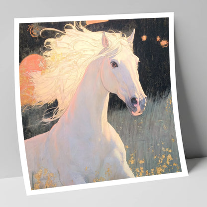 Celestial Grey horse portrait art print
