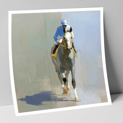 The Grey Challenger racing horse art print