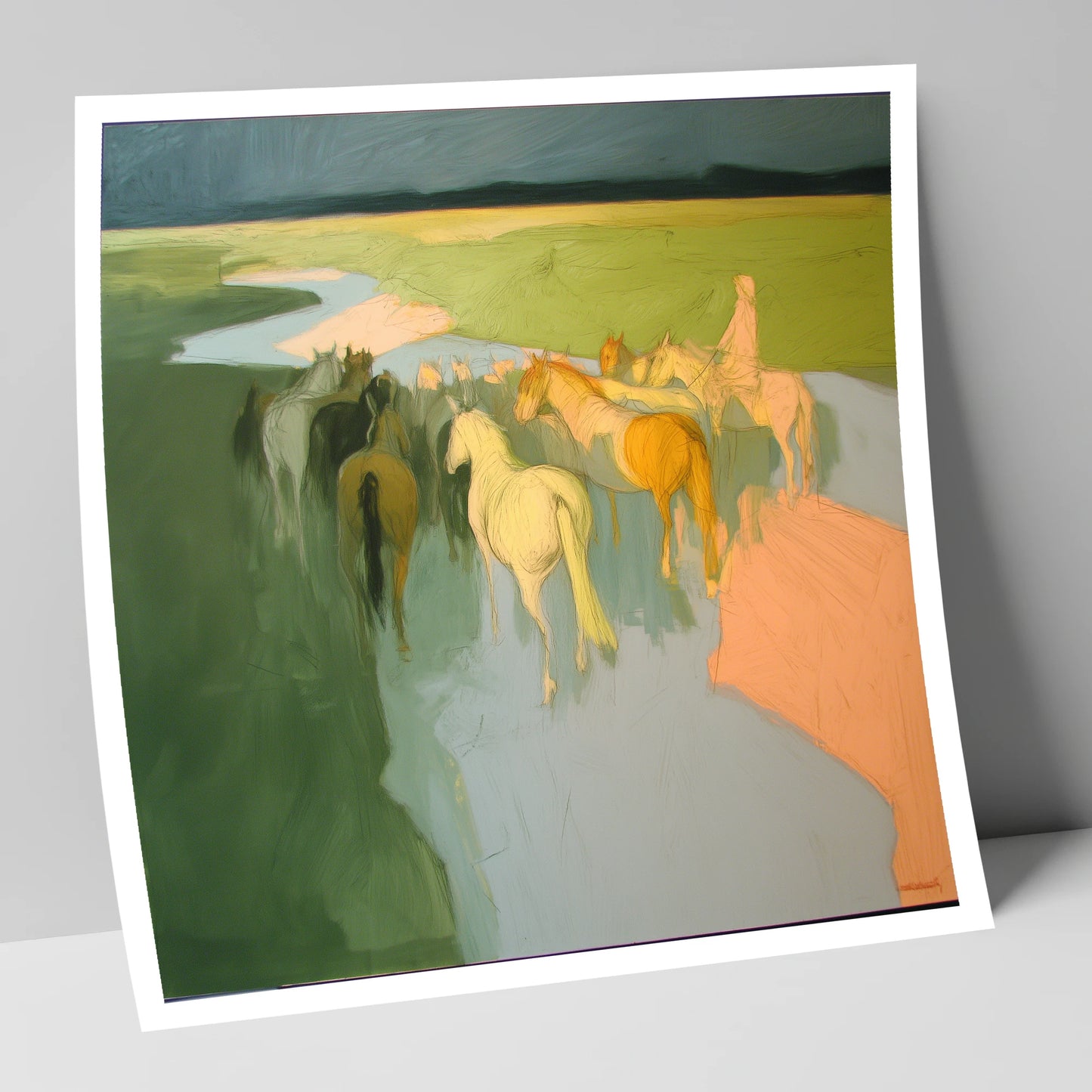 The River Crossing horse landscape art print