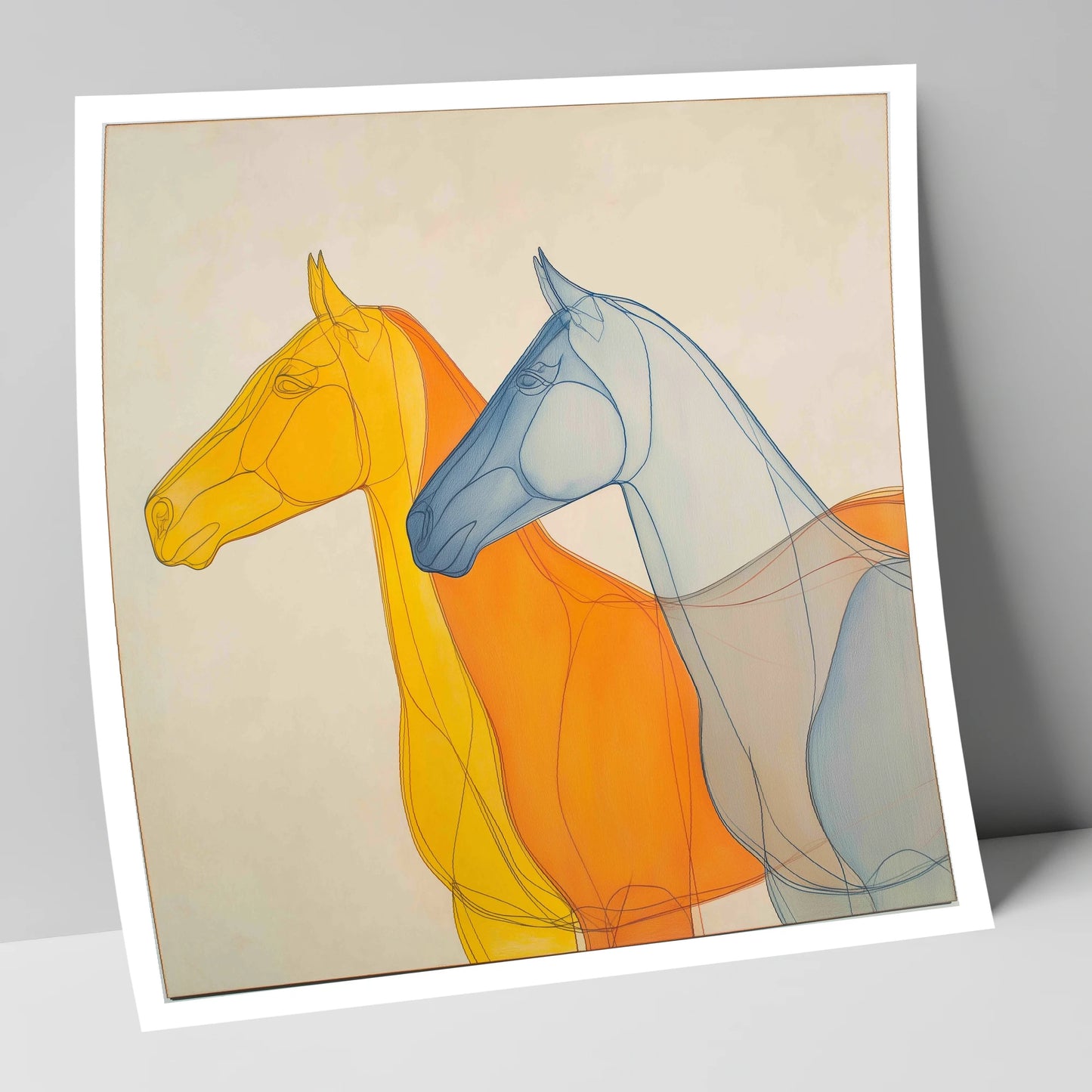 Synchronised Racing Profiles racing horse art print