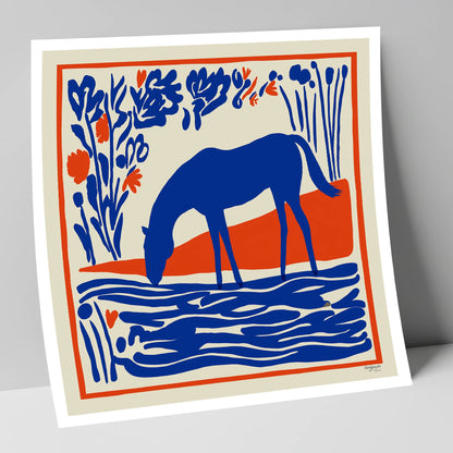 Cobalt Equine Oasis horse landscape art print
