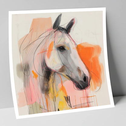 Vibrant Grey Spirit horse portrait art print