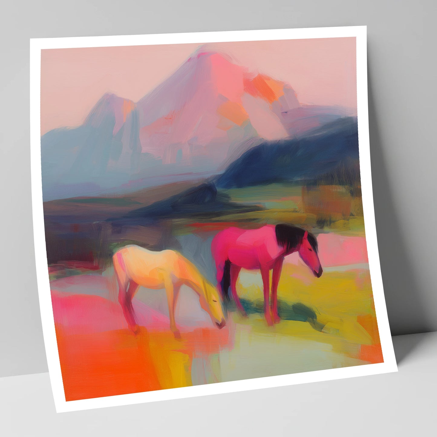 Vivid Mountain Pasture horse landscape art print