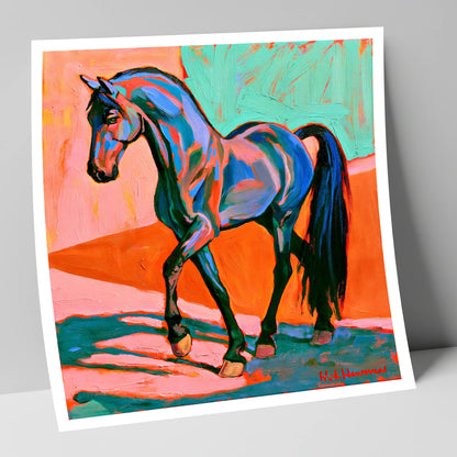 Vibrant Blue Contemporary Horse horse breed art print