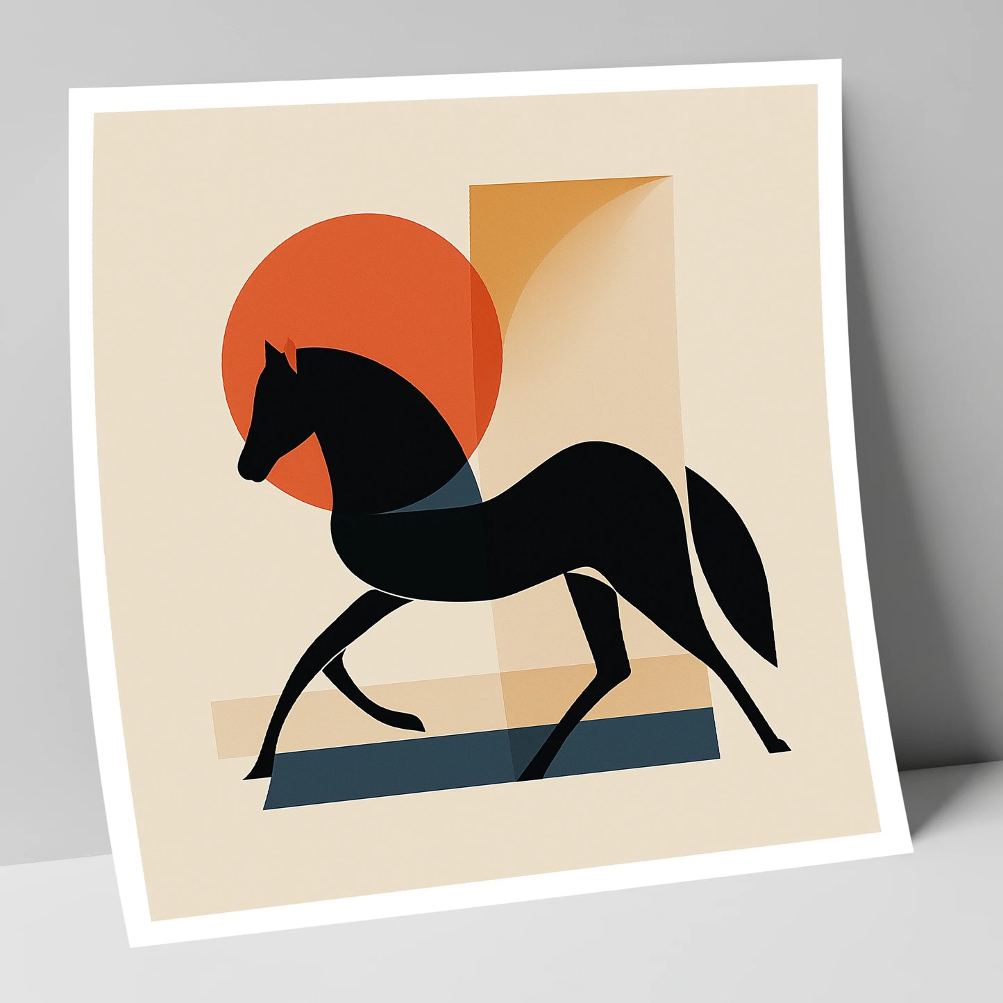 Mid-Century Equine Silhouette horse portrait art print