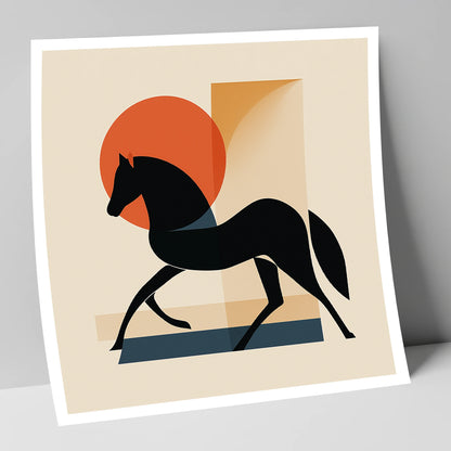 Mid-Century Equine Silhouette horse portrait art print