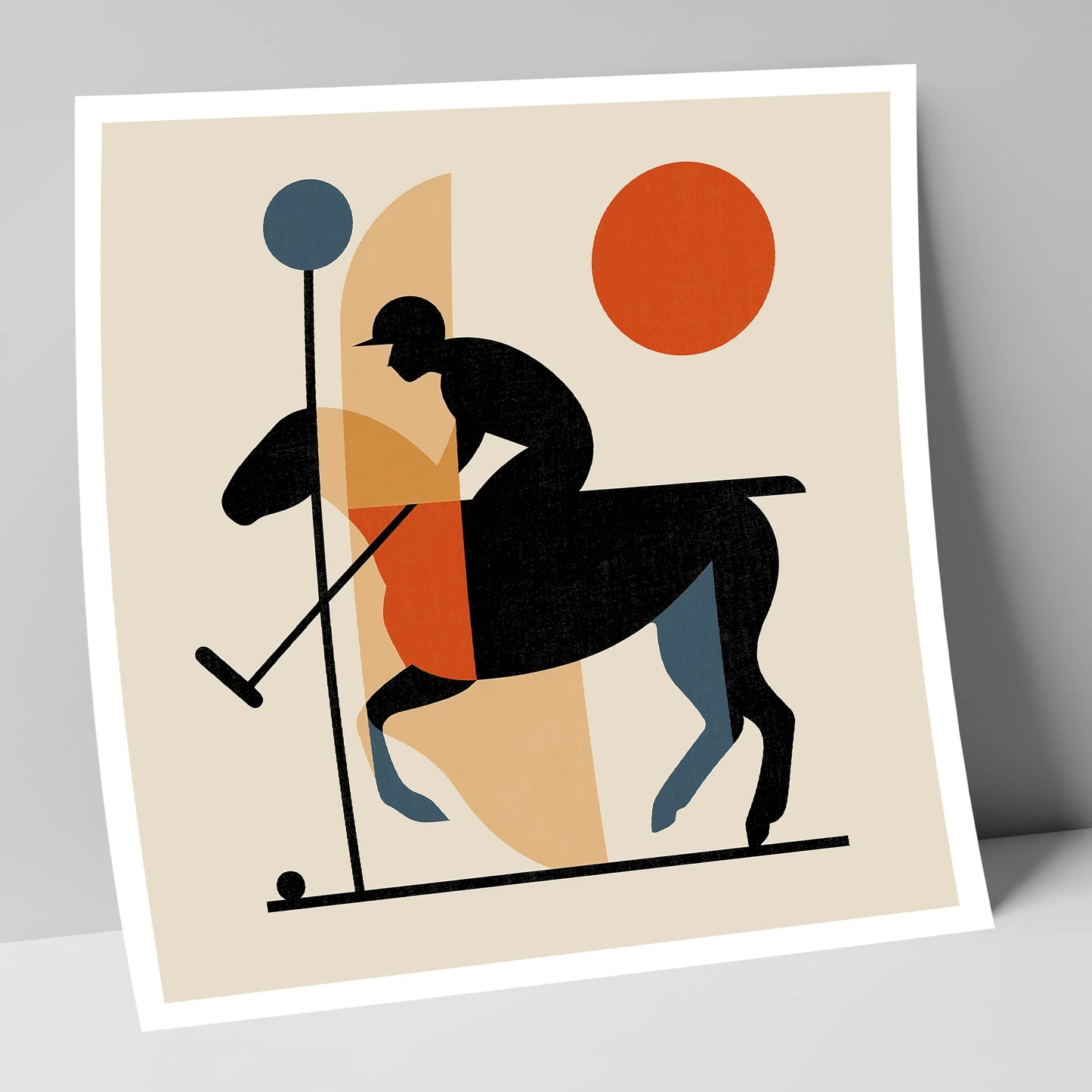 Retro Polo Strike polo horse art print