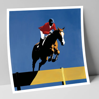 Suspended in Blue show jumping horse art print