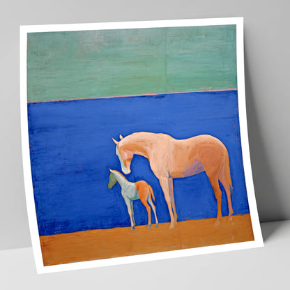 Cobalt Bond mare & foal art print