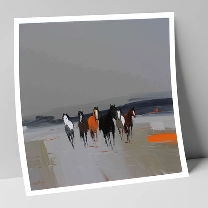 Vibrant Approach wild horses art print