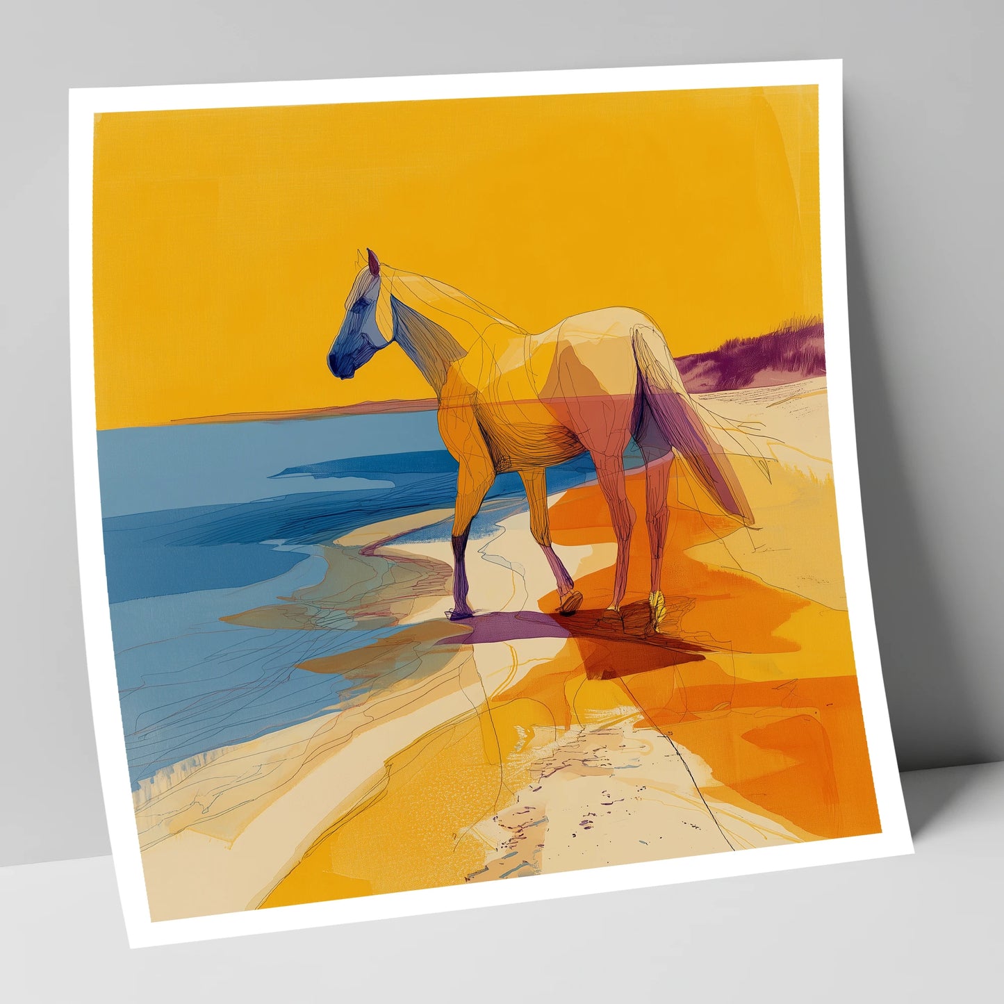 Vibrant Coastal Stride horse landscape art print