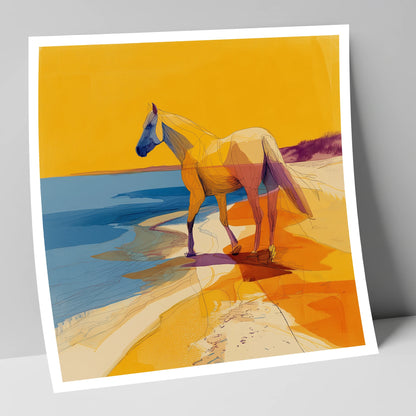 Vibrant Coastal Stride horse landscape art print