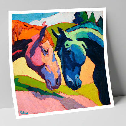 Vibrant Equine Connection horse portrait art print