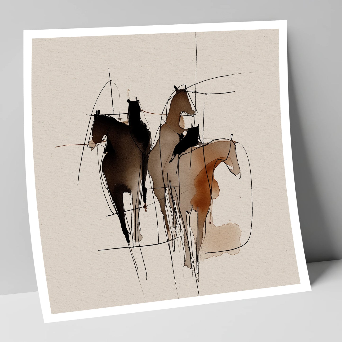 Dynamic Equine Trio horse portrait art print
