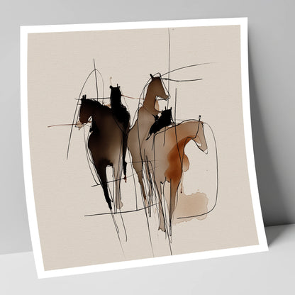 Dynamic Equine Trio horse portrait art print