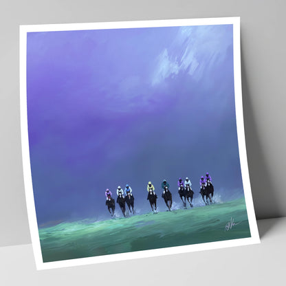 Charge Under Violet Skies racing horse art print
