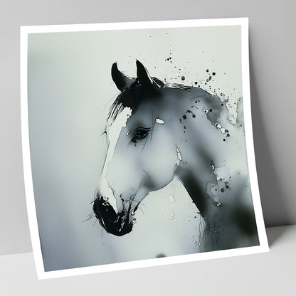 Atmospheric Grey Profile horse portrait art print
