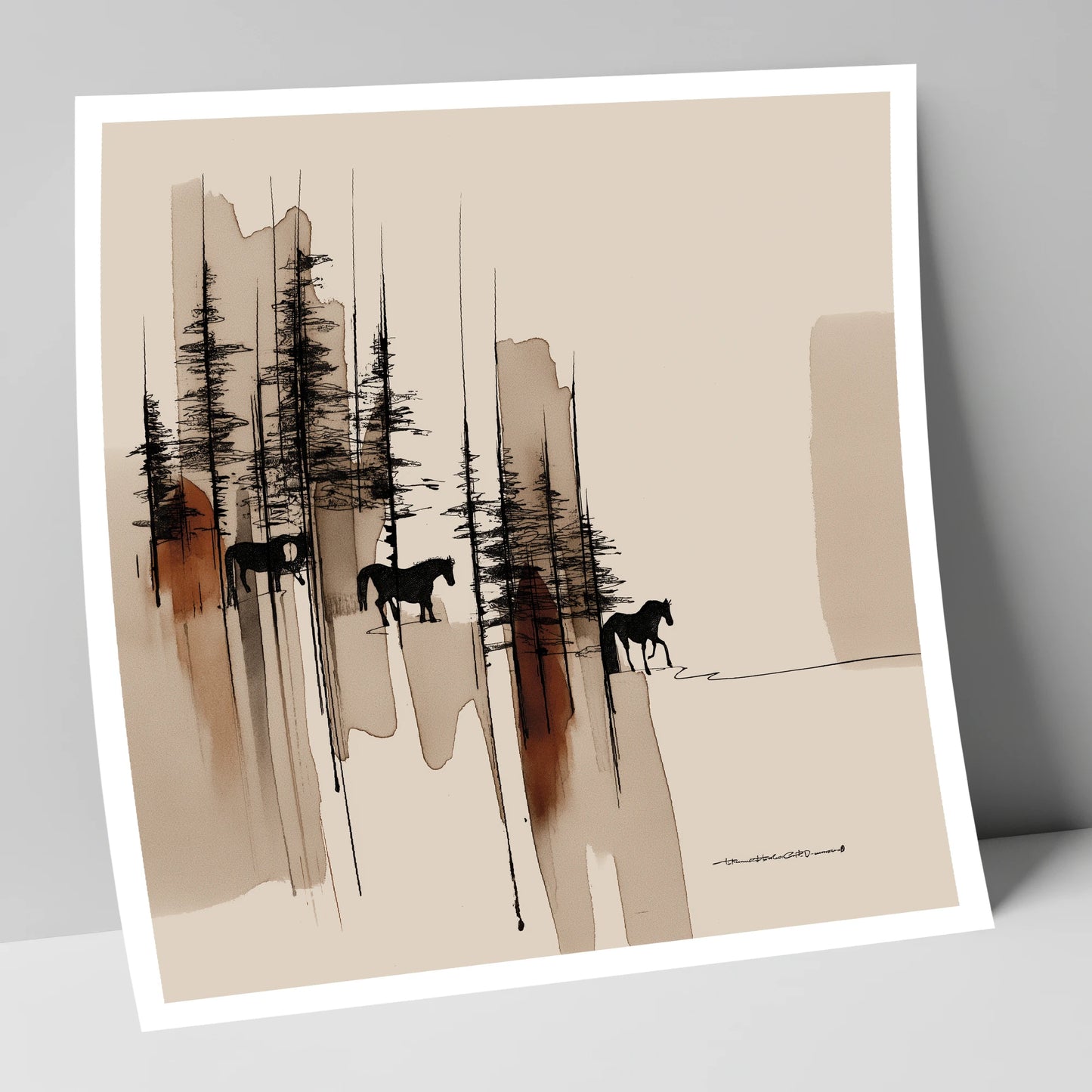 Wandering Through Pines horse landscape art print