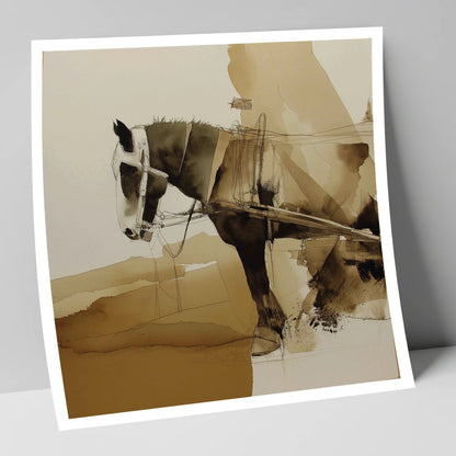 Sepia Heavy Horse Study working horse art print