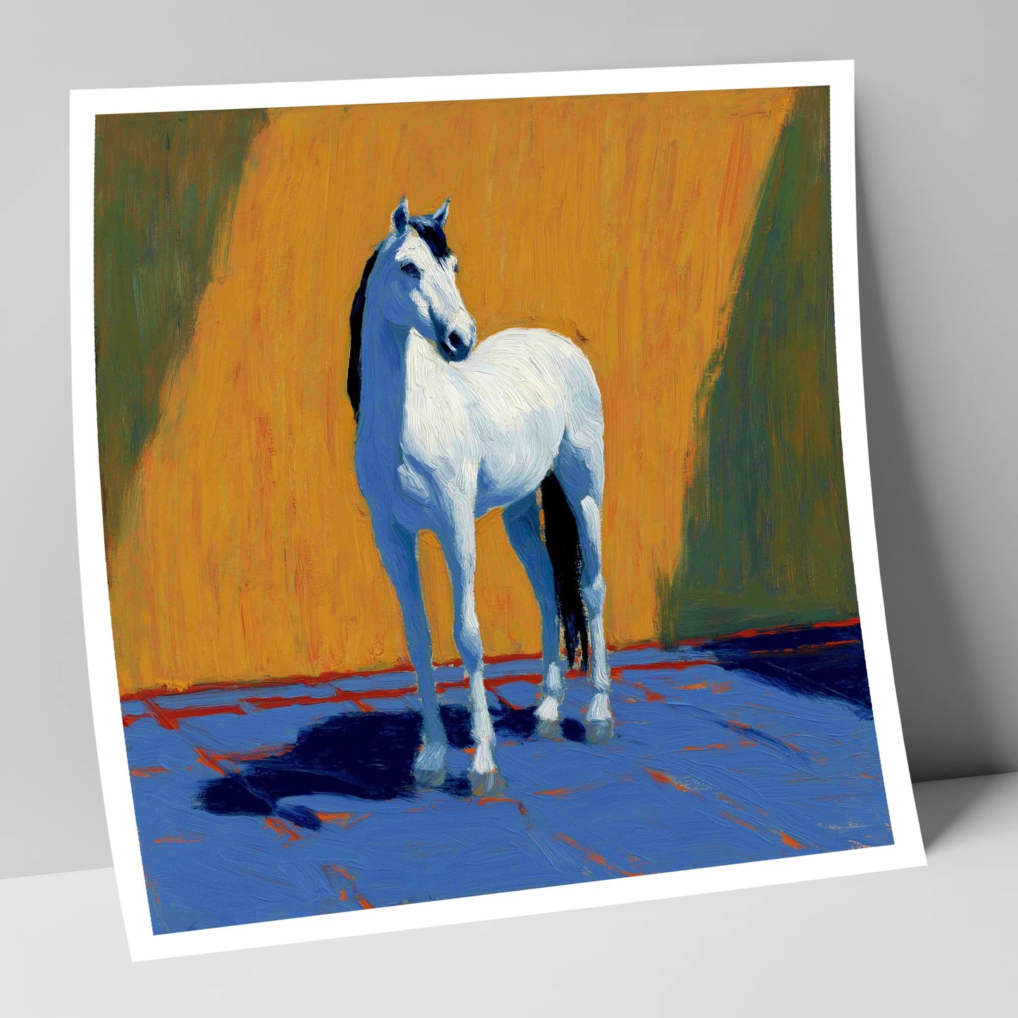 Sun-Drenched White horse breed art print