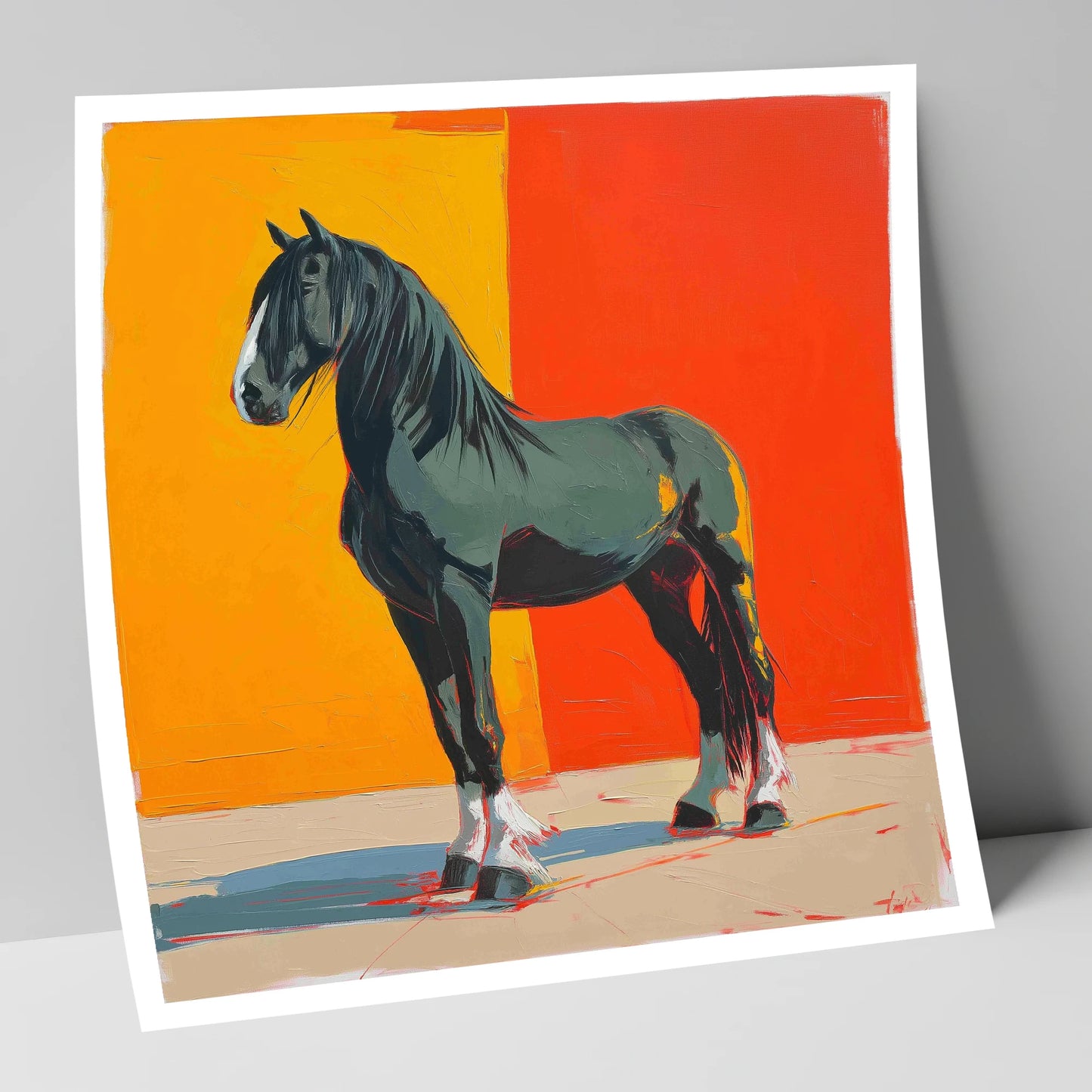 Vibrant Shire Portrait horse breed art print