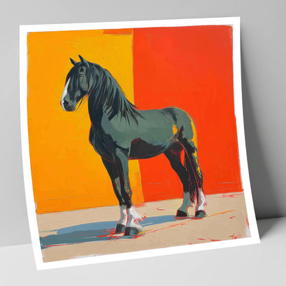 Vibrant Shire Portrait horse breed art print
