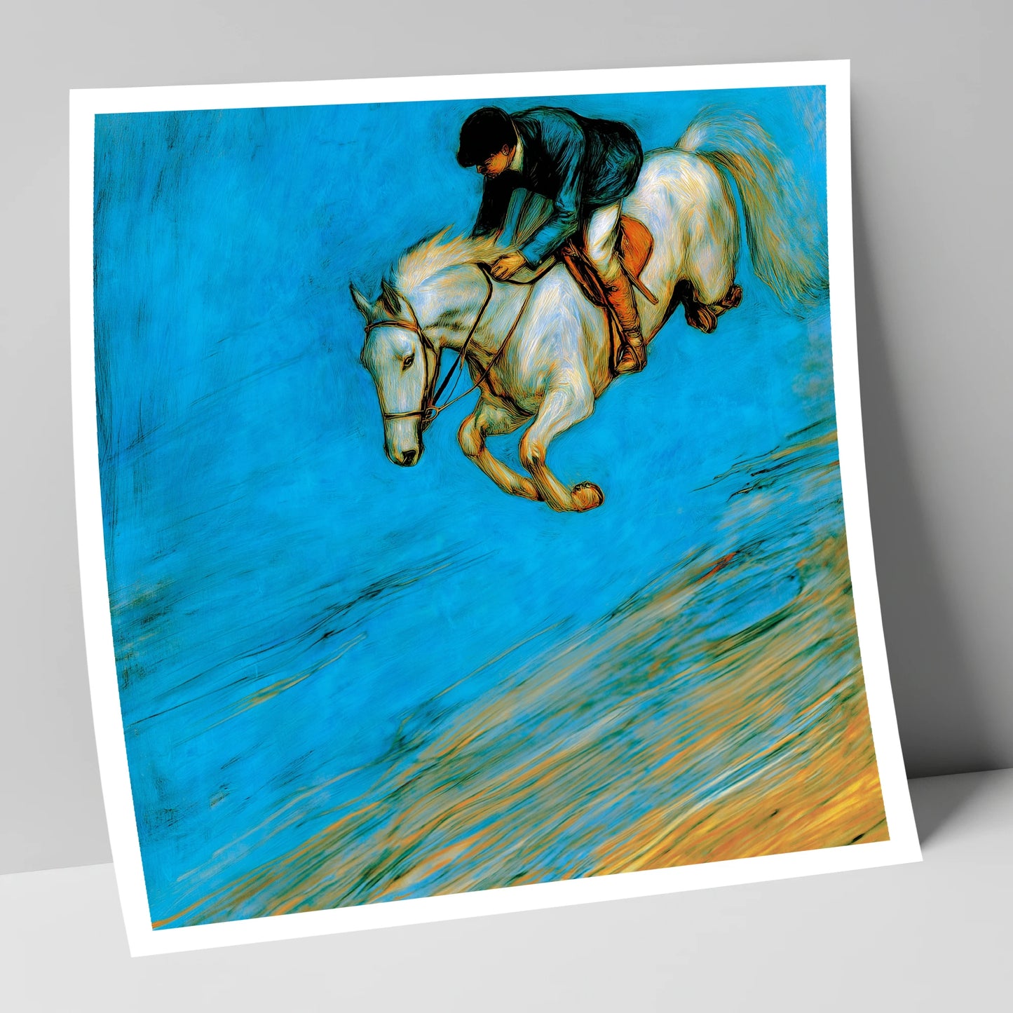 Cerulean Flight show jumping horse art print