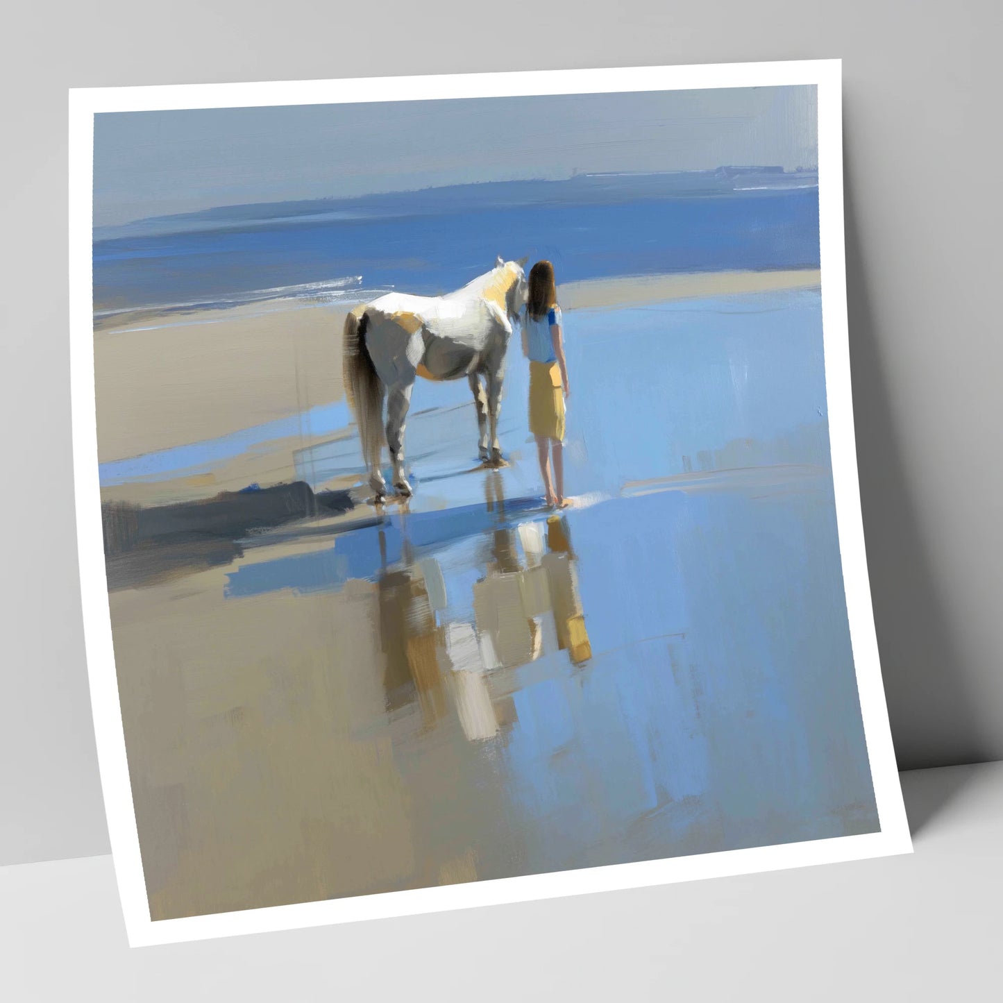 Reflections on the Shore horse & rider art print