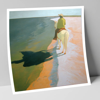 Tide Line Shadows beach horse art print