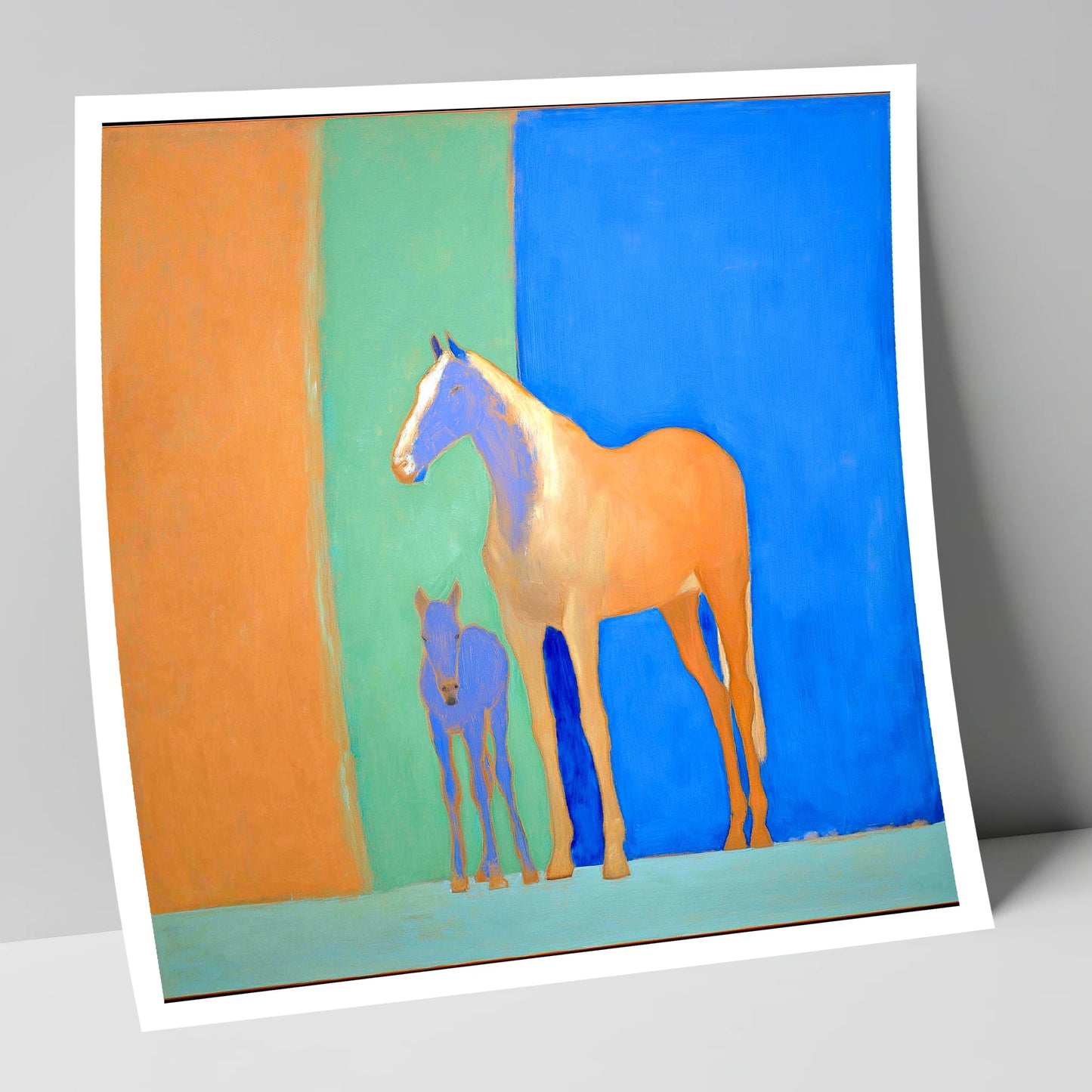 Cobalt and Sand mare & foal art print