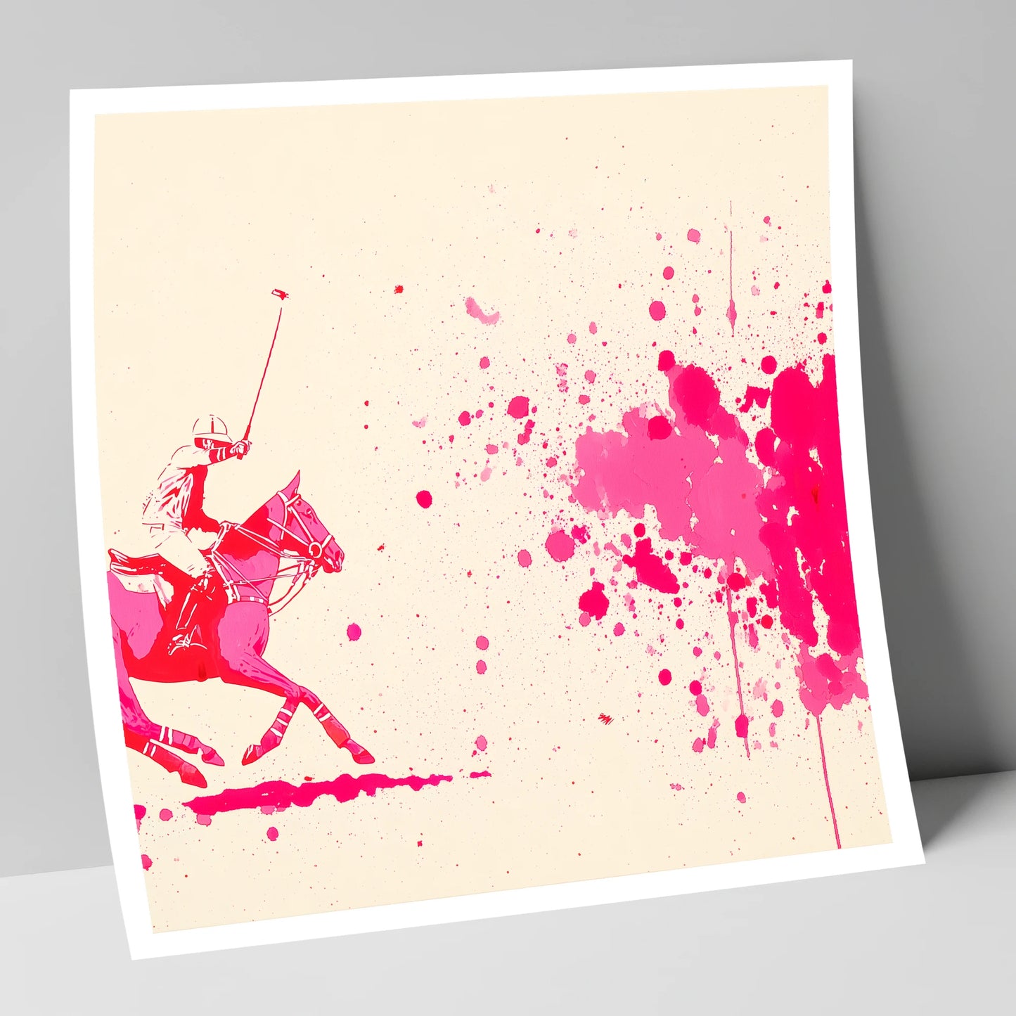 Magenta Polo Strike polo horse art print