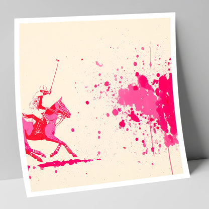 Magenta Polo Strike polo horse art print