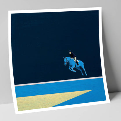 Midnight Blue Suspension show jumping horse art print