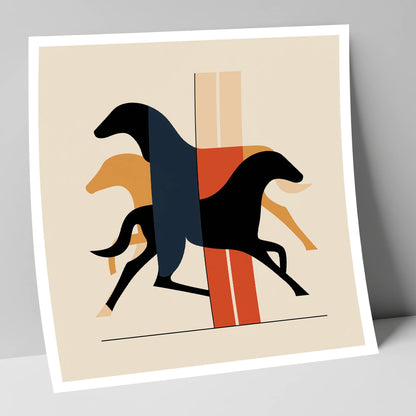 Geometric Gallop racing horse art print