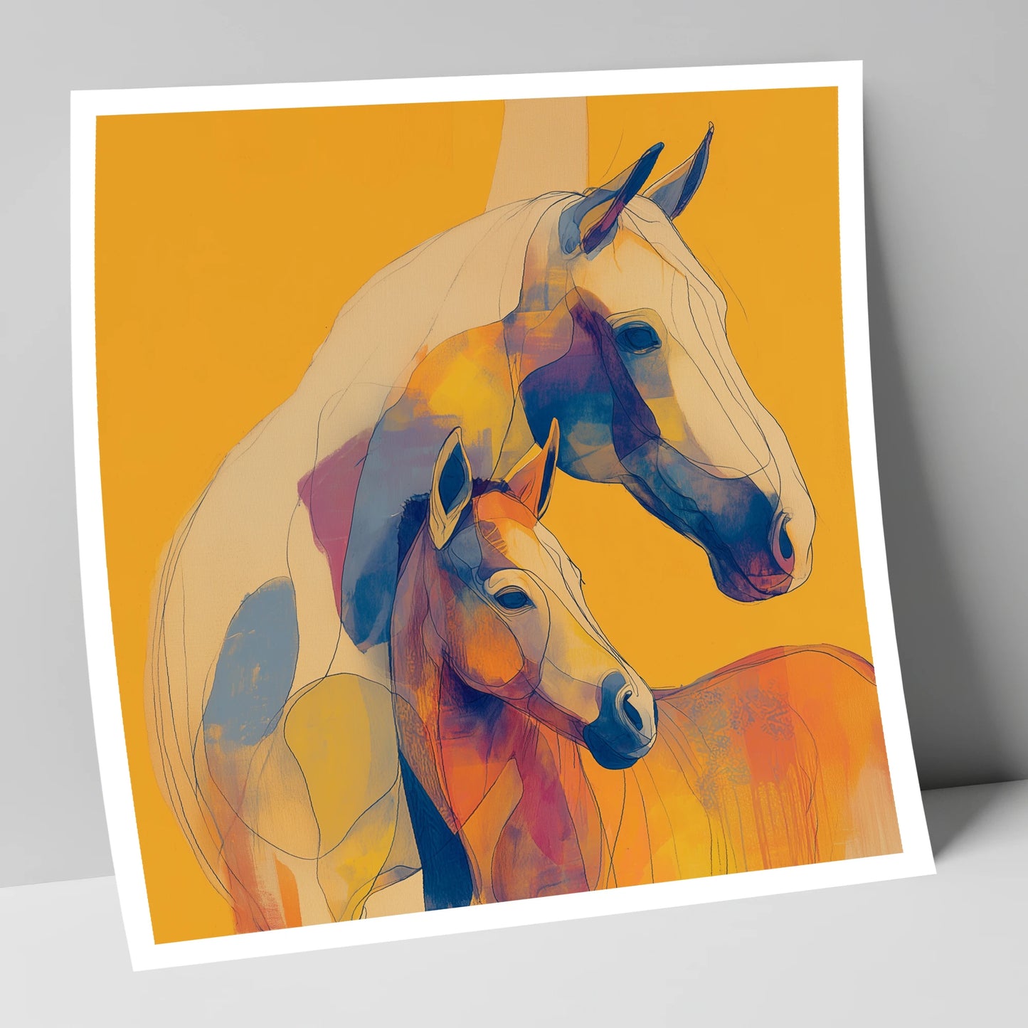 Golden Equine Bond mare & foal art print
