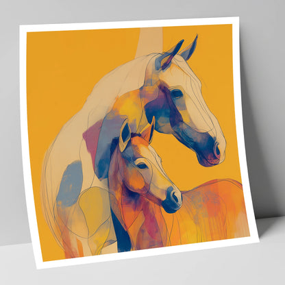 Golden Equine Bond mare & foal art print