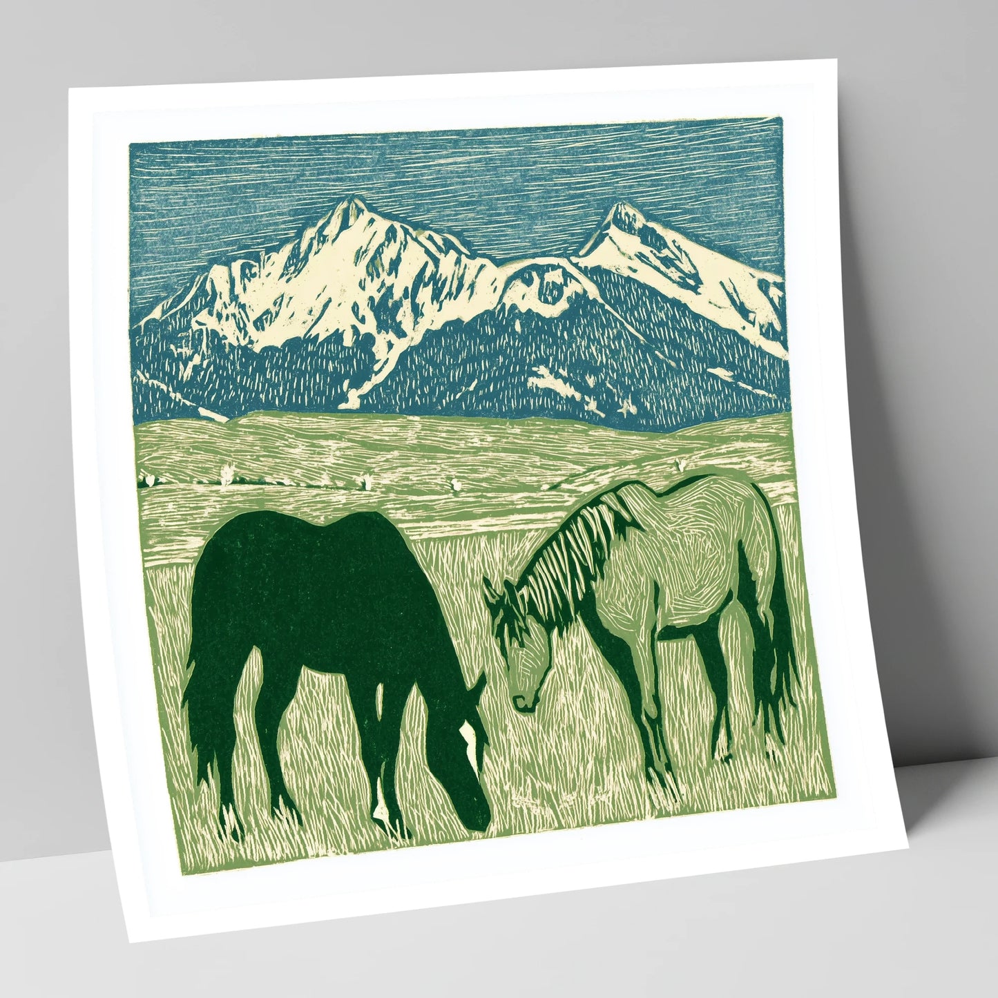 Alpine Grazing horse landscape art print