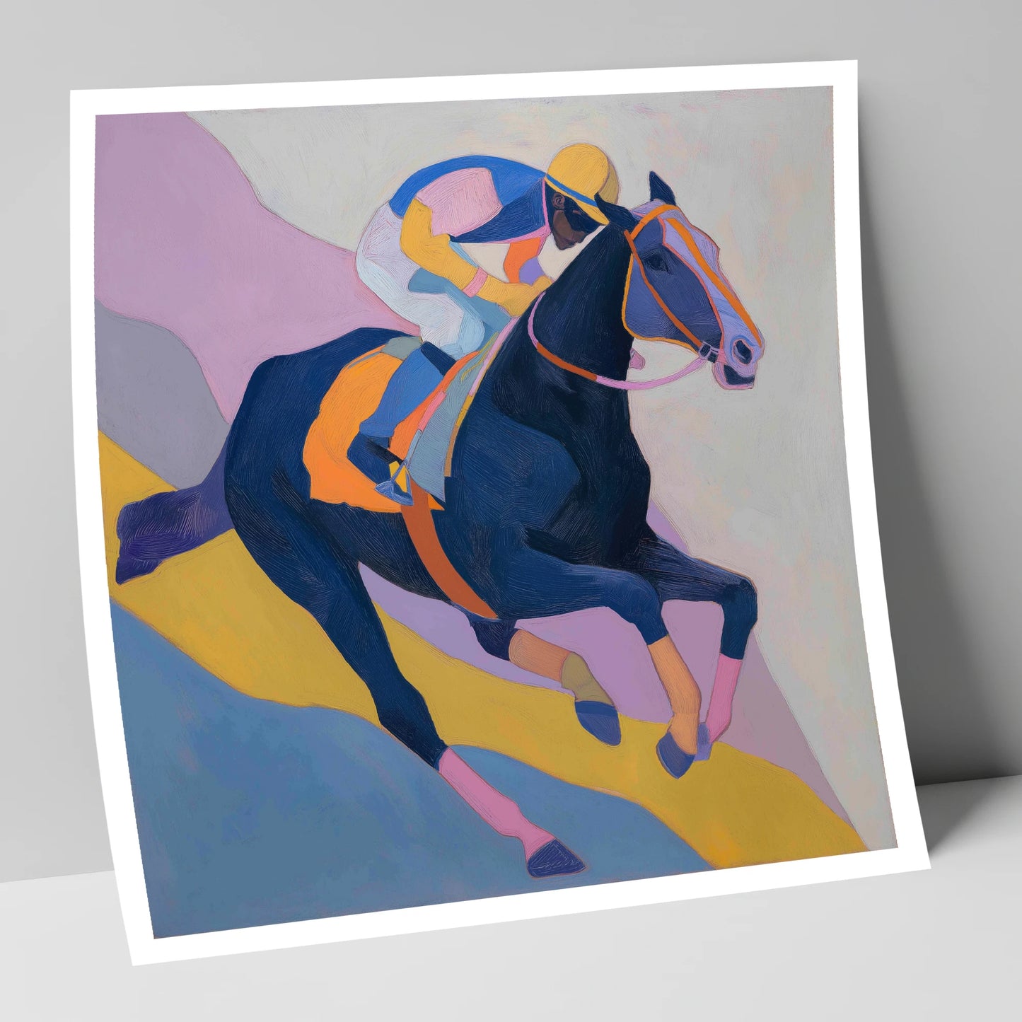 Vibrant Racing Stride racing horse art print