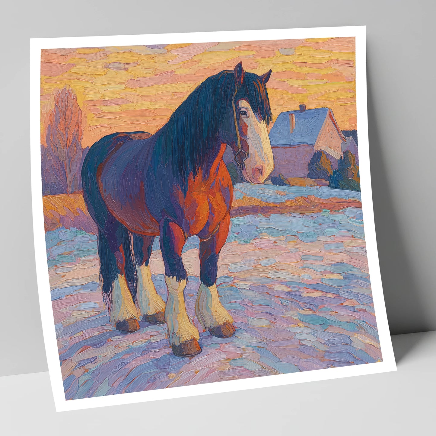 Majestic Winter Shire horse breed art print