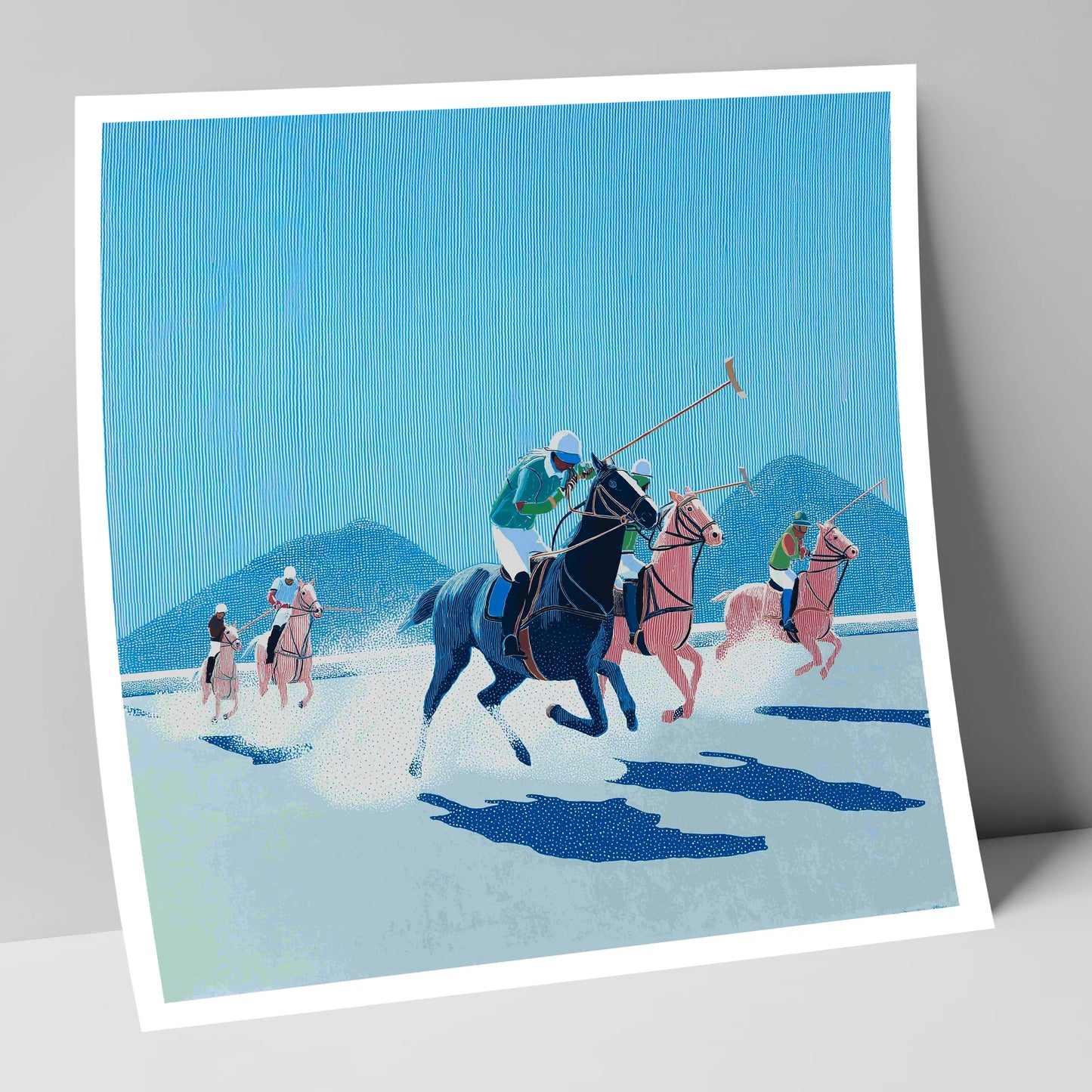 Azure Polo Pursuit polo horse art print