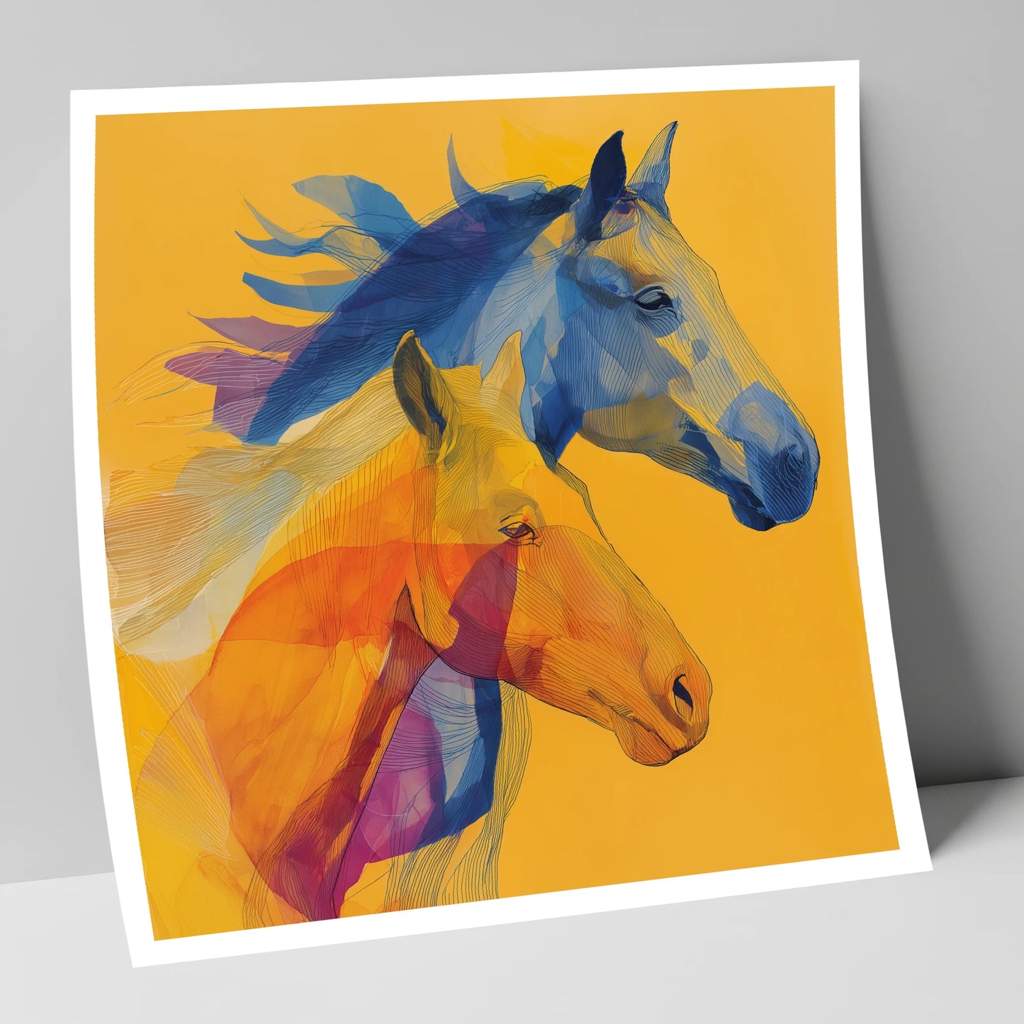 Cobalt and Amber Duet horse landscape art print