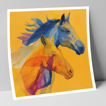 Cobalt and Amber Duet horse landscape art print