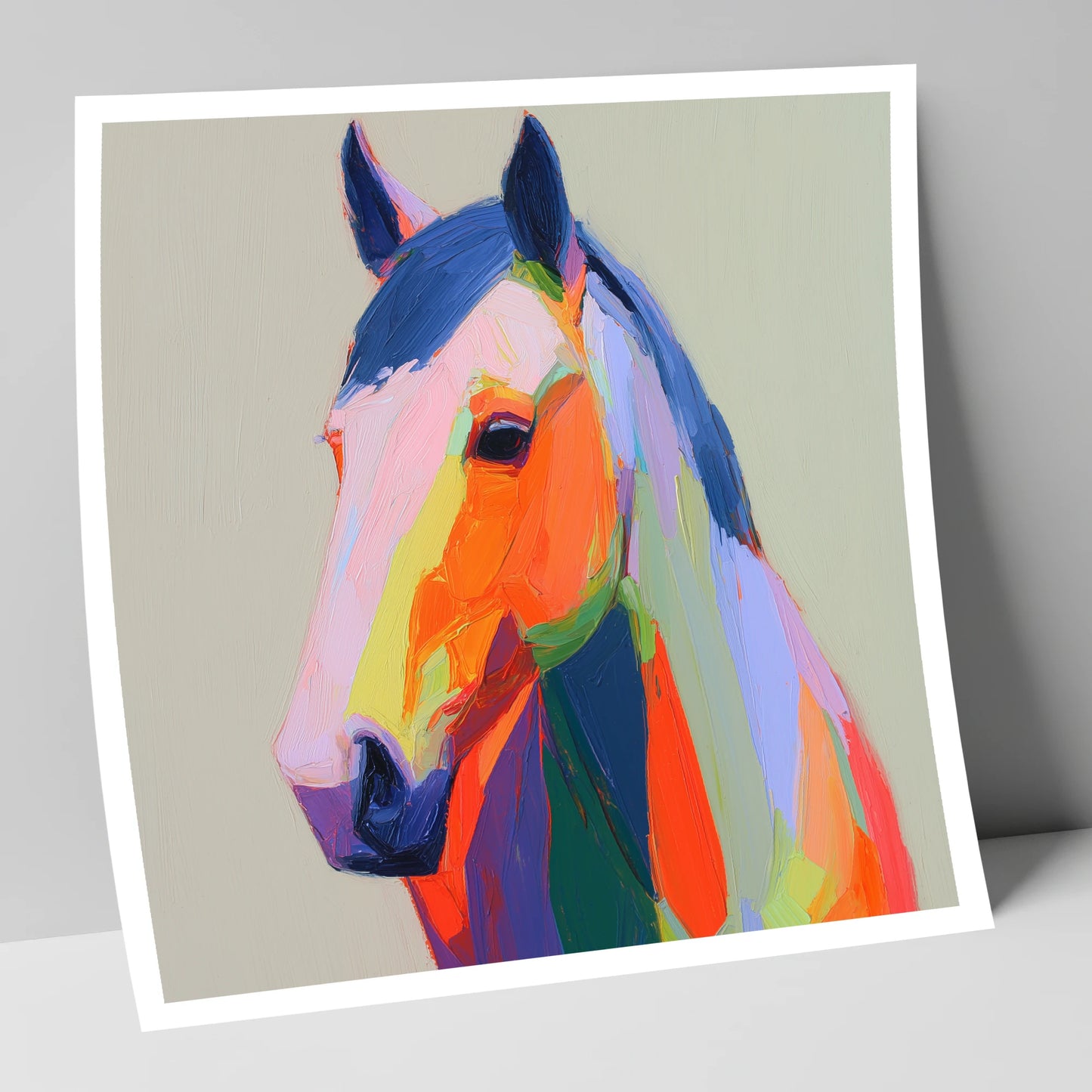 Vivid Technicolour Spirit horse portrait art print