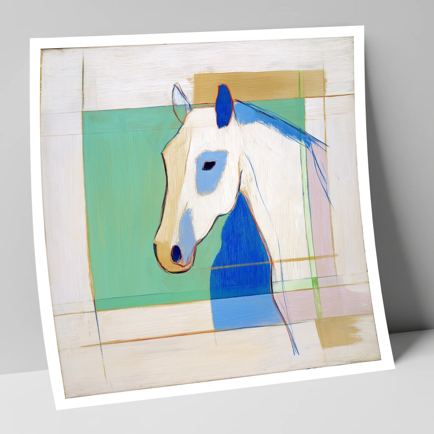 Geometric Azure Equine horse portrait art print