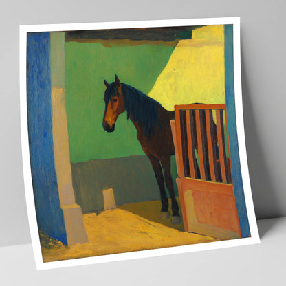 Vibrant Stable Light horse stable art print