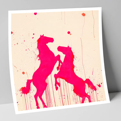 Magenta Equine Dance wild horses art print