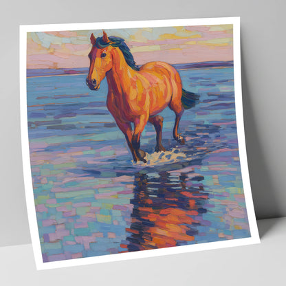 Sunset Shallows Stride beach horse art print