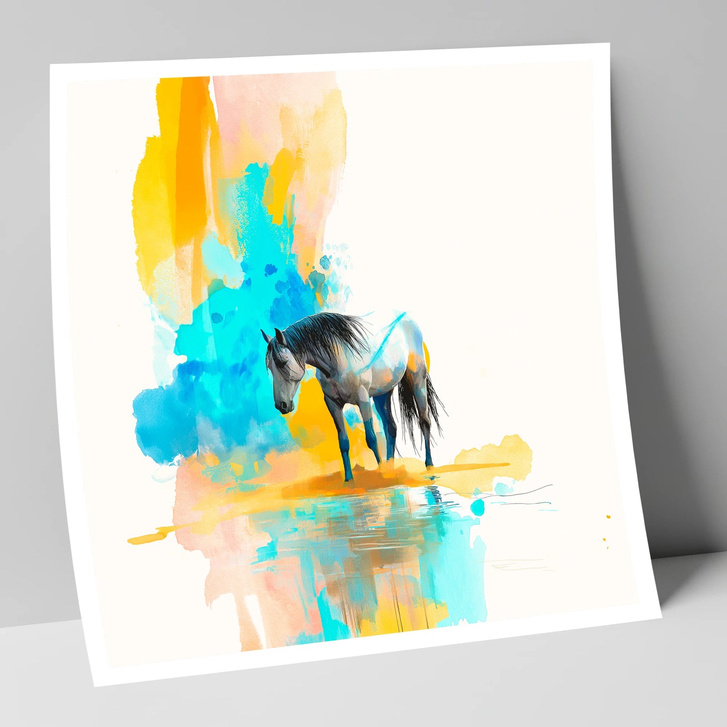 Vibrant Grey Reflection horse portrait art print