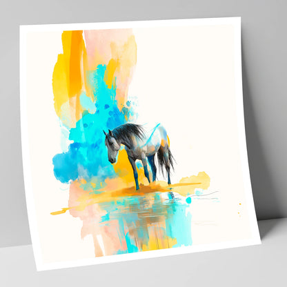 Vibrant Grey Reflection horse portrait art print